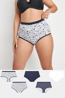 yours juego 5 bragas altas azules de rayas y flores