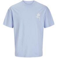 jack  jones camiseta 12269384 jjcharge printed tee ss crew neck ln chambray blue para hombre