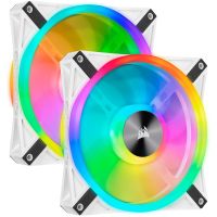 corsair icue ql140 rgb pwm dual fan con lighting node core blanco 140mm