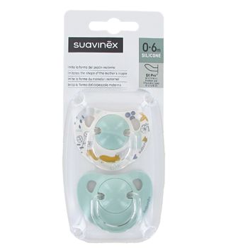Suavinex chupete anatómico silicona 0-6 meses 2 unds