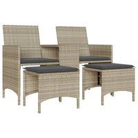 sofa jardin  sofa de exterio 2 plazas con mesa y taburetes ratan pe gris claro