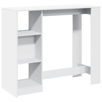 Mesa Bar | Mesa De Bistró Con Estante Madera Ingeniería Blanca 124x46x103,5 Cm
