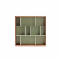 estanteria libreria en melamina nogal y verde 117x119x32 cm