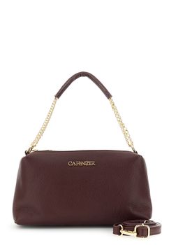 clutch de piel martelé con asa de cadena y bandolera wine taglia unica