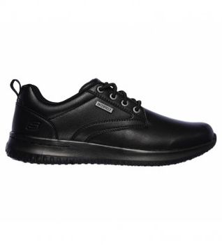 Skechers para hombre. 65693 Zapatillas de piel Delson Antigo negro (46), Plano, 1 a 3cm, Cordones, Casual