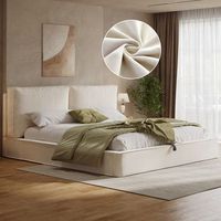 cama hidraulica tapizada de 180x200 cm en terciopelo beige