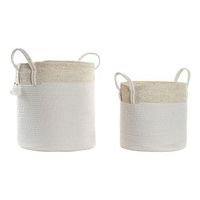 juego de cestas dkd home decor algodon fibra 38 x 38 x 42 cm