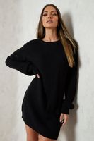 vestido jersey con cuello de caja negro