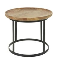 mesita auxiliar de madera de mango y acero negro