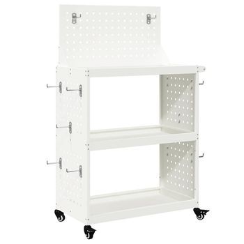 Carro De Herramientas Con Estante Blanco 65 X 35 X 111 Cm Vidaxl