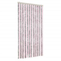 cortina antimoscas chenilla gris plateado y rosa 100x220 cm