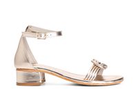 sandalias de piel efecto metalizado light gold