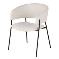 silla de comedor de tela de borreguito cruda y acero