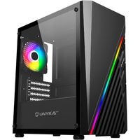 unykach caja pc gaming micro atx mini glayze frontal argb cristal templado lateral ventilador argb 120 mm usb 20 y dos usb 30