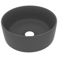 lavabo de lujo redondo ceramica gris oscuro mate 40x15 cm vidaxl