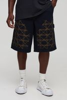 regular fit carpenter contrast stitch denim jorts negro