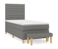 cama box spring con colchon tela gris oscuro 80x200 cm rayas horizontales