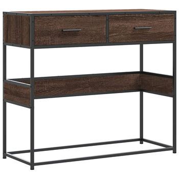 Mesa Consola Madera De Ingeniería Marrón Roble 90x35x80 Cm