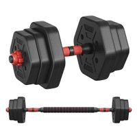 juego de mancuernas con barra de conexion gimnasio negro tinta  10 kg