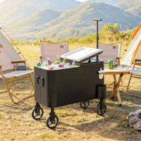carrito nevera de pu pp acero 75x35x120 cm-outsunny negro