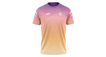 Maillot de manga corta hoka les templiers performance rosa naranja  hombre
