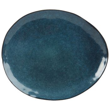 Plato llano de gres azul
