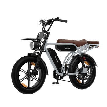 Bicicleta Eléctrica De Ruedas Anchas Velopro M9, 250 W, Dos Baterías 48 V 17,5 Ah, Neumáticos 20 × 4,0 Pulgadas, Suspensión Delantera Y Trasera, Gris