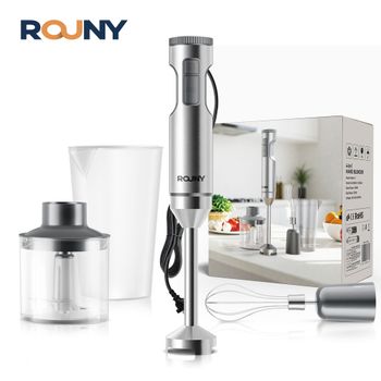 Potente Batidora de Inmersión Manual de 1200W MAX, Mezclador de Alimentos 4 en 1 de Acero Inoxidable, Vaso Mezclador de 700ml, Procesador de 500ml, Batidor