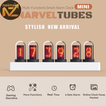 Reloj Despertador RGB IPS con Tubos Nixie para Decoración de Sala de Juegos, Caras de Reloj Personalizables, Luces de Colores, Idea de Regalo