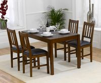 oxford 120cm dark solid oak dining table with oxford chairs - brown 4 chairs