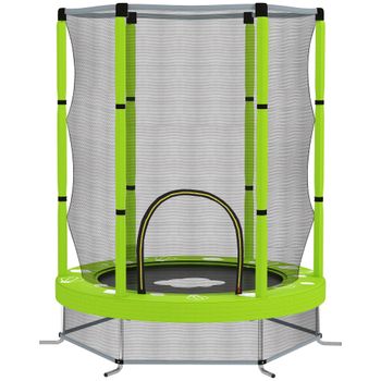 AIYAPLAY Trampolín elástico para niños Ø140 cm con red de seguridad y dibujos, Edad 3-6 años, Verde   Aosom España