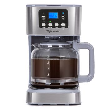 Taylor Swoden Cafetera de Goteo con Temporizador Programable, 900W,1.5L(12 Tazas),Pantalla LCD, Filtro Reutilizable, Auto Apagado, Función Mantener Caliente. Función Auto Limpieza (Descalcificación).