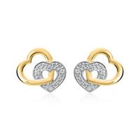 pendientes corazon de oro 14 quilates con diamantes