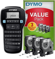 rotuladora labermanager 160  3 cintas d1 12mm negroblanco value pack dymo 2142267
