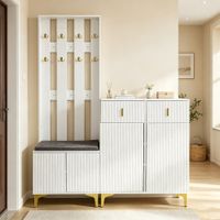 conjunto de entrada con banco zapatero mueble zapatero con cajones