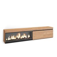 mueble tv efecto madera roble 208x35x45cm chimenea efecto fuego