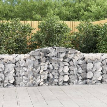 Cestas De Gaviones 2 Piezas | Gavión Para Piedras | Gavión Decorativo Forma De Arco Hierro 300x50x80/100 Cm Cfw965340