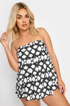 Yours Top Tankini Blanco Y Negro Efecto Tie Dye
