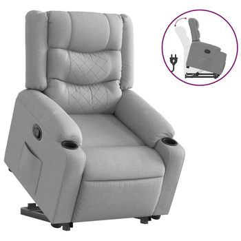 Sillón Reclinable Elevable De Tela Gris Claro Vidaxl