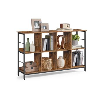 Mueble de Almacenamiento de 2 Niveles, Marrón Rústico + Negro / 8 Compartimiento (33P x 132,6A x 80A cm)