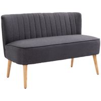homcom sofa 2 plazas acolchado suave tapizado de facil cuidado hasta 220 kg 117 x 565 x 77 cm gris oscuro