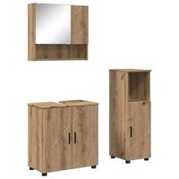 juego de muebles de bano 3 uds roble artisan 61 x 35 x 64 cm vidaxl
