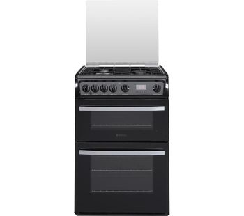 HOTPOINT DSG60K 60 cm Gas Cooker - Black & Stainless Steel, Stainless Steel