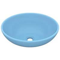 lavabo de bano moderno  lavabo de lujo ovalado ceramica azul claro mate 40x33 cm