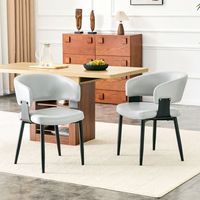 pack de 2 sillas de comedor - mueble de salon y cocina - pu y metal - gris 465x48x773cm