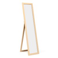 costway espejo de cuerpo entero montado a la pared con estructura de madera para dormitorio salon entrada natural 37 x 50 x 155 cm