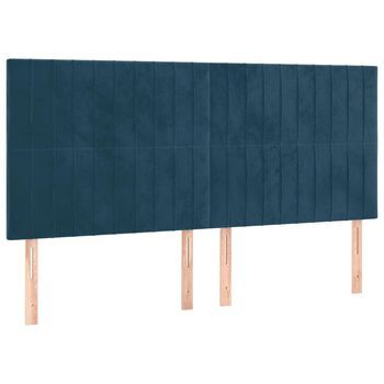 Cabeceros 4 Uds，cabecero Cama，panel De Cabecera De Terciopelo Azul Oscuro 100x5x78/88 Cm