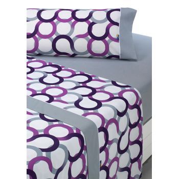 Juego De Sábanas Estampadas Aros - 4 Piezas - Cama 200 - Lila - (disponible En Varios Tamaños Y Colores)