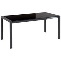 mesa de comedor extensible negro 120160 x 80 cm patas de metal mecanismo tradicional brillante lacado cocina granada