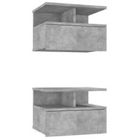 pack 2 uds mesita de noche  mesa auxiliar  mesilla flotante madera gris hormigon 40x31x27 cm